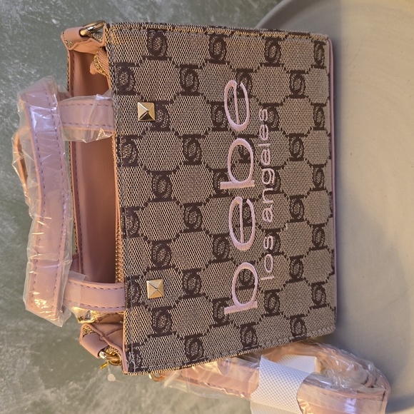 bebe Talulla Mini Satchel Blush Monogram Logo Crossbody Shoulder Bag NWT - Picture 2 of 12
